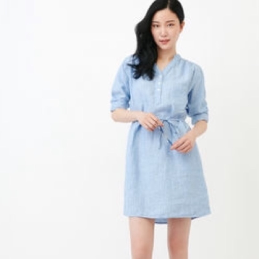 Blue linen summer dress